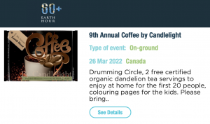 Our event is listed on EarthHour.org